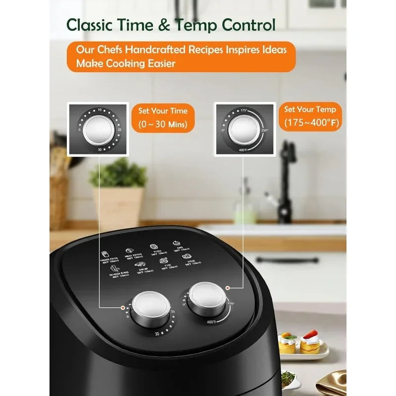 Air Fryer 8 Preset Menus 4.5 QT Airfryer Easy to Use with Adjustable Temperature Control with 8 Cooking References Nonstick Tray