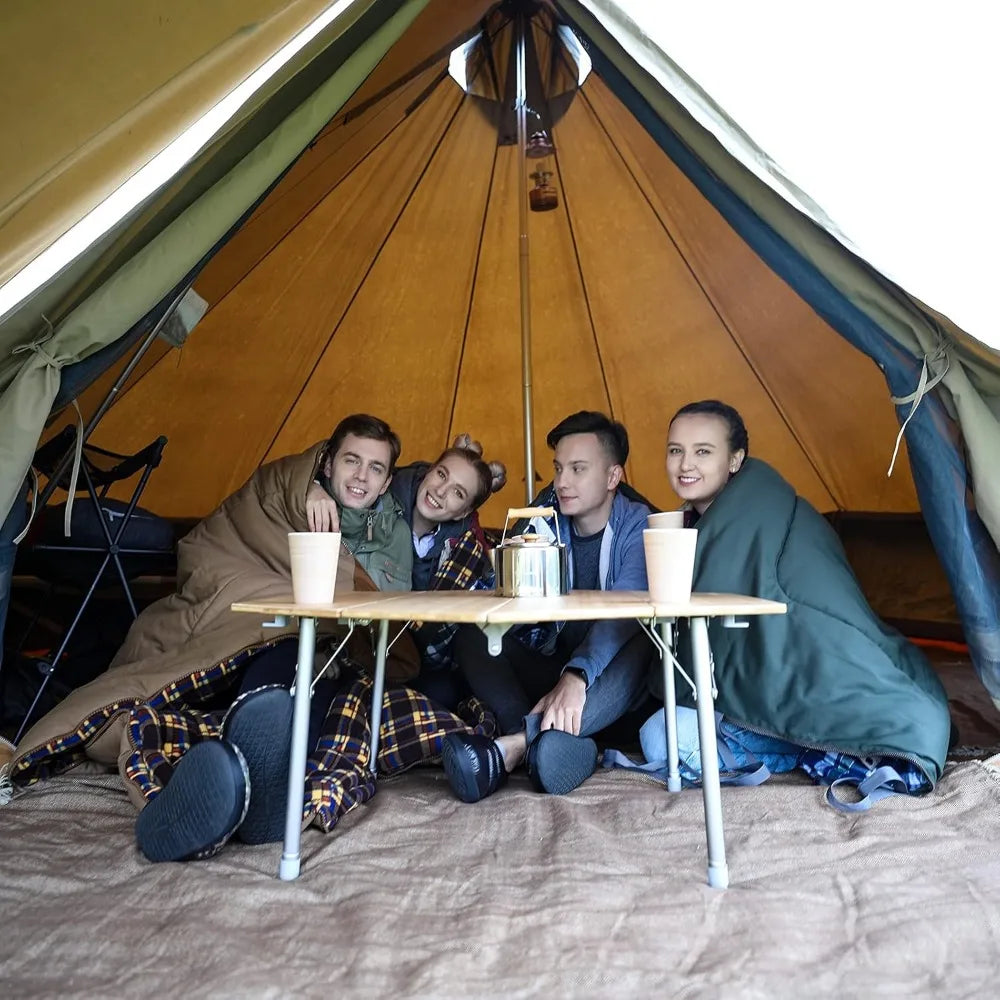 Canvas Bell Tent for Camping, 4 Seasons 13.2ft/16.4ft Camping Yurt Tent, w/Stove Jacks, Luxury Glamping Waterproof