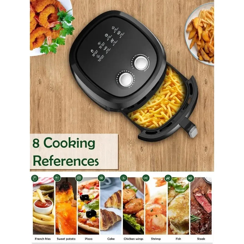 Air Fryer 8 Preset Menus 4.5 QT Airfryer Easy to Use with Adjustable Temperature Control with 8 Cooking References Nonstick Tray