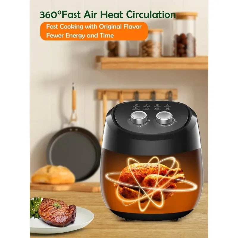 Air Fryer 8 Preset Menus 4.5 QT Airfryer Easy to Use with Adjustable Temperature Control with 8 Cooking References Nonstick Tray