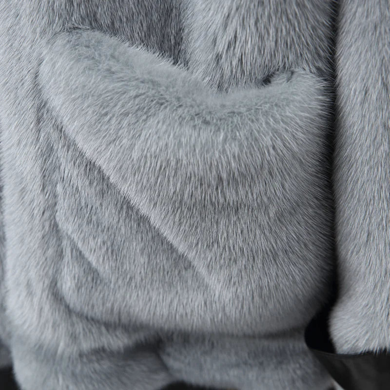 natural Mink fur coat Real short 2023 women's clothing outerwear jacket coats winter new locomotive suit collar