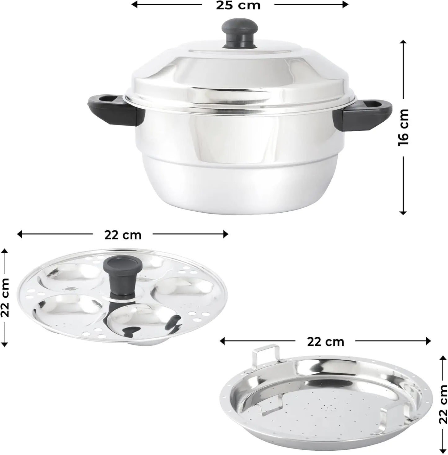 Stainless Steel Idli Cooker for Indian Cooking - Ergonomic Plates - Food Grade Idli Plates For Cooker,  Pot, Insta Pot - 3 idli