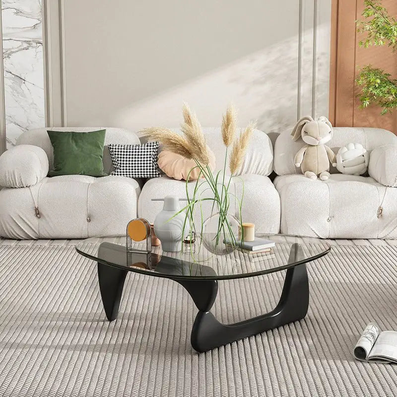 Household Glass Coffee Table Solid Wood Coffee Table Living Room Bedroom Minimalist Tea Table Fashion Modern Nordic Furniture