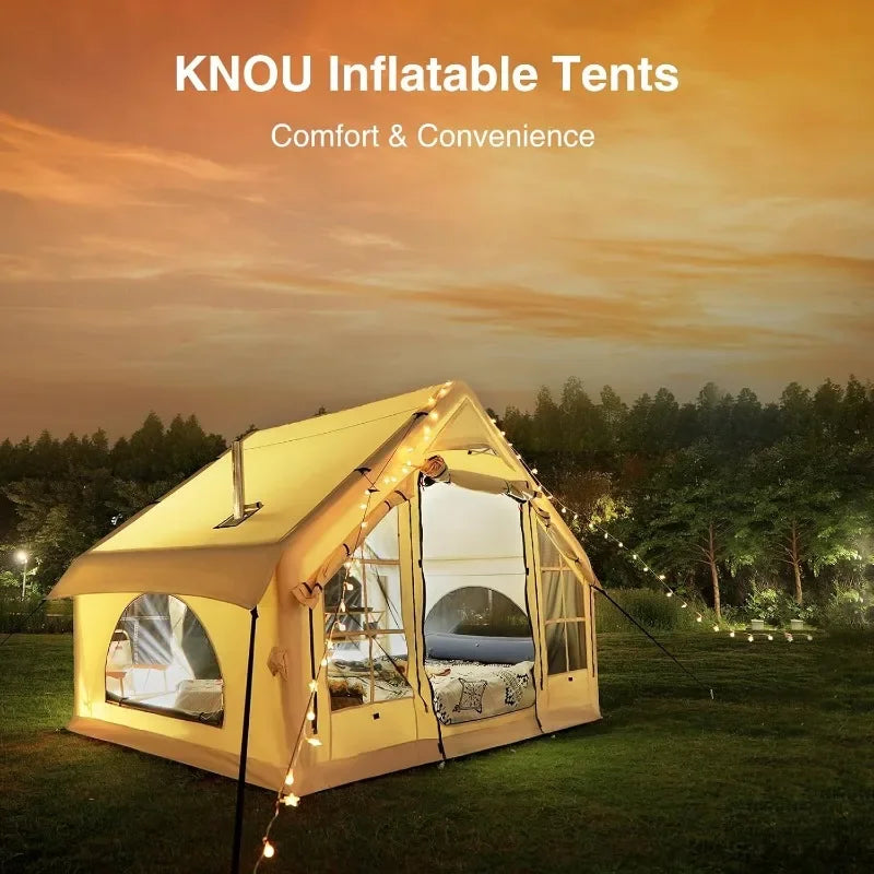 Inflatable Tent for Camping People Large Blow Up Air Tents House, No Assembly Needed Luxury Tent, Waterproof Oxford