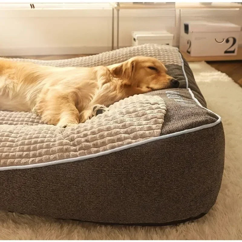 Doghouse All-season Universal Medium and Large Dog Pet Sofa Golden Fur Bed Mat Pet House Winter Warm Sleeping Pad Accesorios