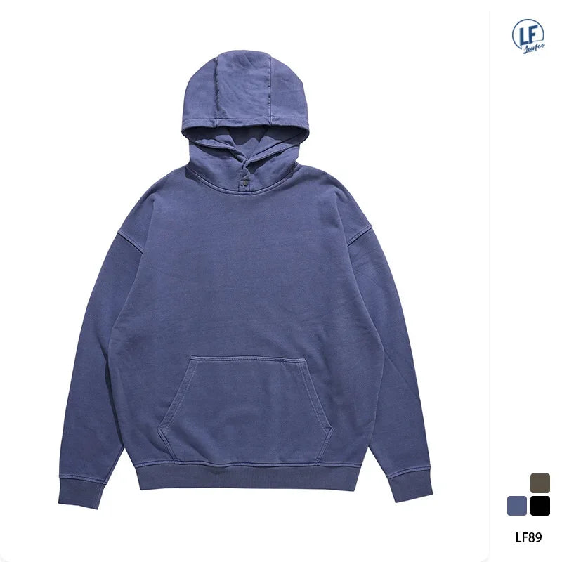 Lawfoo Original 2022 Autumn/winter New Trendy Solid Color High Quality Loose-fit Hooded Sweatshirt For Men Casual Scene