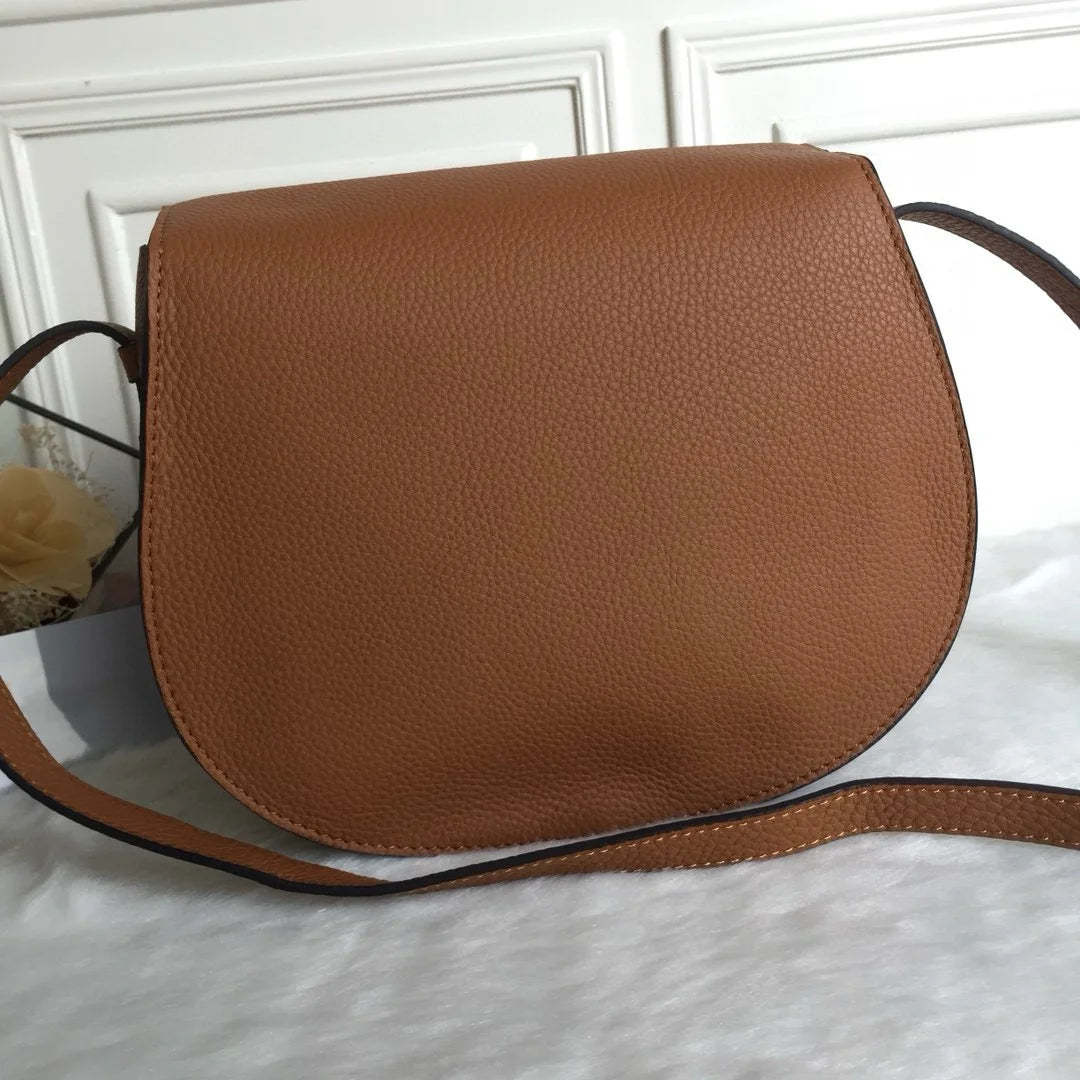 2024 New Retro Saddle Bag Single Shoulder Diagonal Straddle Bag Underarm Bag Versatile Simple Organ Bag Cowhide Women's Bag