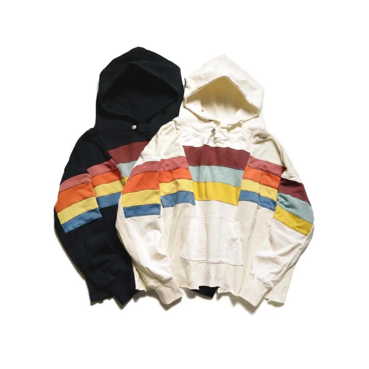 22aw Kapital Hirata and Hiro Two-color Pure Cotton Washing Water Old Stitched Stripe Hooded Loose Men's Women's Pullover