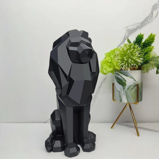 VIKAMA Fashion Creative Black White Modern Office Study Living Room Home Decoration Resin Lion Sitting Lion Sculpture Decoration