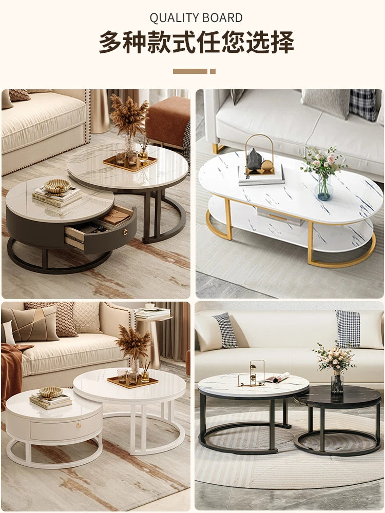 Living room household round table coffee light luxury simple modern new style sofa coffee  balcony