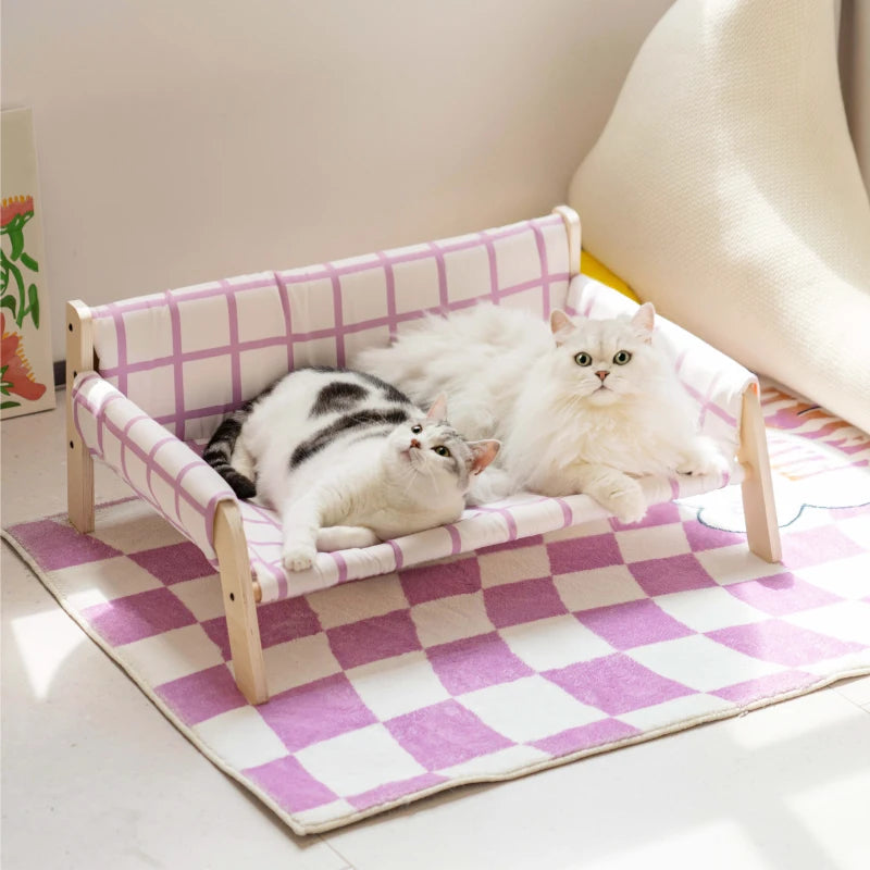 Mewoofun Wooden Pets Cats Bed Beds Four Seasons Dog Kitten Deeping Sleep Mat Removable and washable Pets Cat House Dog Sofa Bed