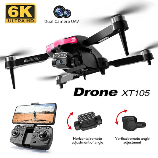 New XT105 Drone 5G WiFi FPV Brushless Motor GPS Return 8K HD Dual Camera 360° Laser Obstacle Avoidance RC Quadcopter Drone Toys