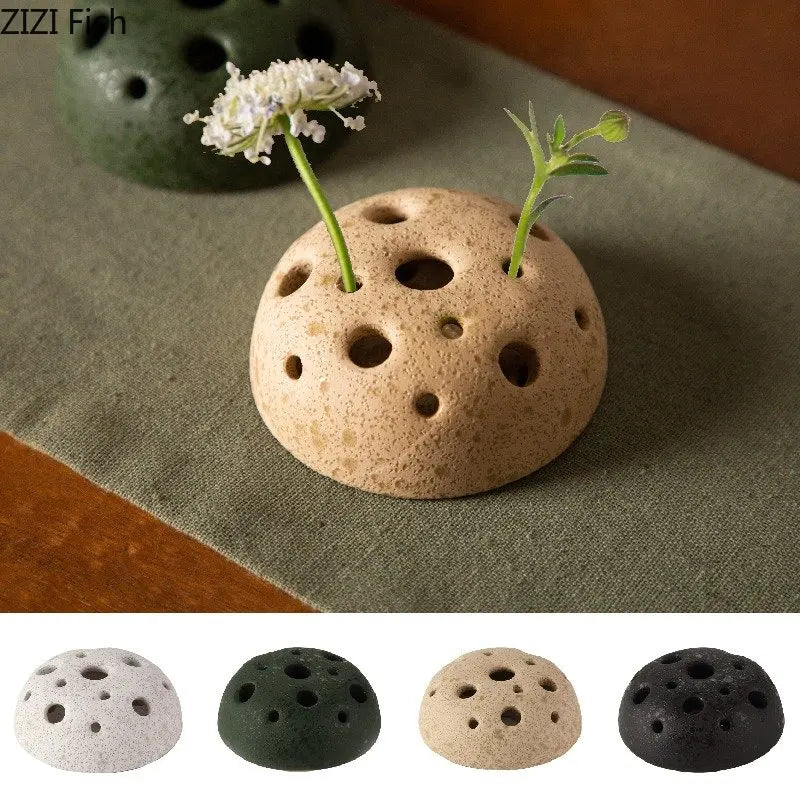 Simplicity Lotus Seedpod Ceramic Vase Artificial Flower Decorative Flowers Pots Desk Decoration Floral Arrangement Modern Decor