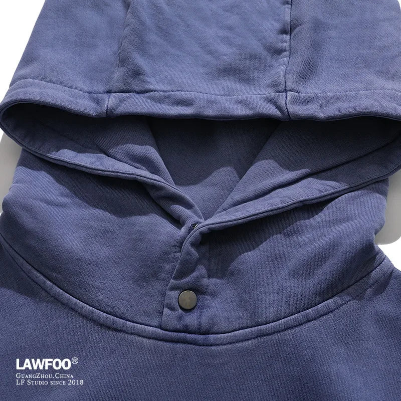 Lawfoo Original 2022 Autumn/winter New Trendy Solid Color High Quality Loose-fit Hooded Sweatshirt For Men Casual Scene