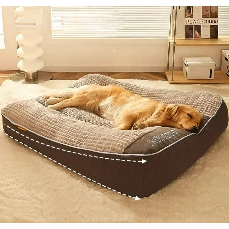 Doghouse All-season Universal Medium and Large Dog Pet Sofa Golden Fur Bed Mat Pet House Winter Warm Sleeping Pad Accesorios