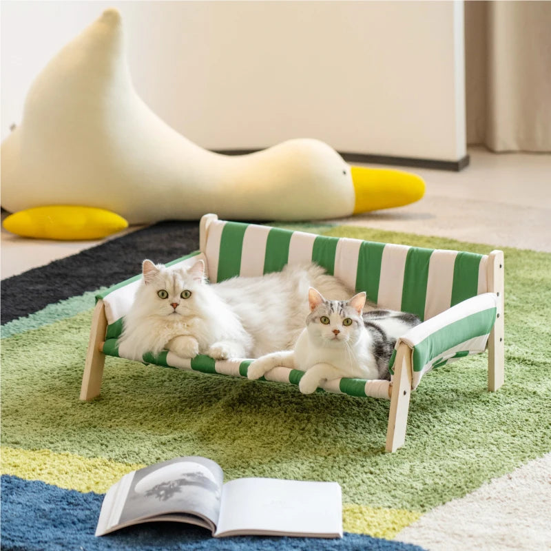 Mewoofun Wooden Pets Cats Bed Beds Four Seasons Dog Kitten Deeping Sleep Mat Removable and washable Pets Cat House Dog Sofa Bed