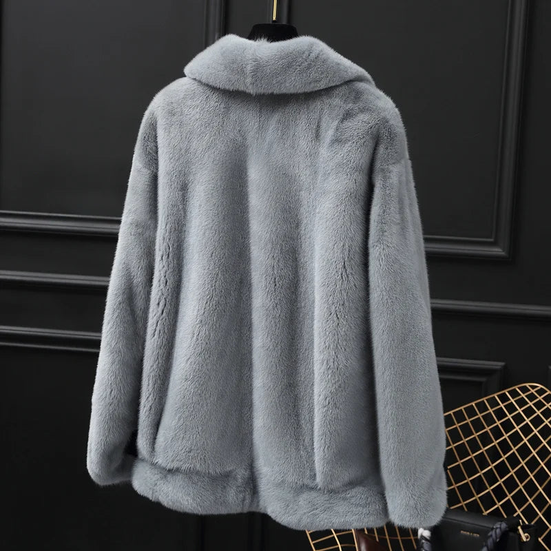 natural Mink fur coat Real short 2023 women's clothing outerwear jacket coats winter new locomotive suit collar