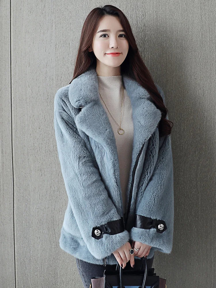 fur coat overall jacket Mink long fur 2023 women's clothing outerwear jacket coats winter new fashion motorcycle models