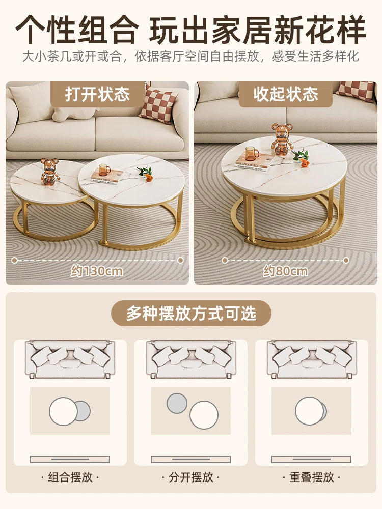 Living room household round table coffee light luxury simple modern new style sofa coffee  balcony