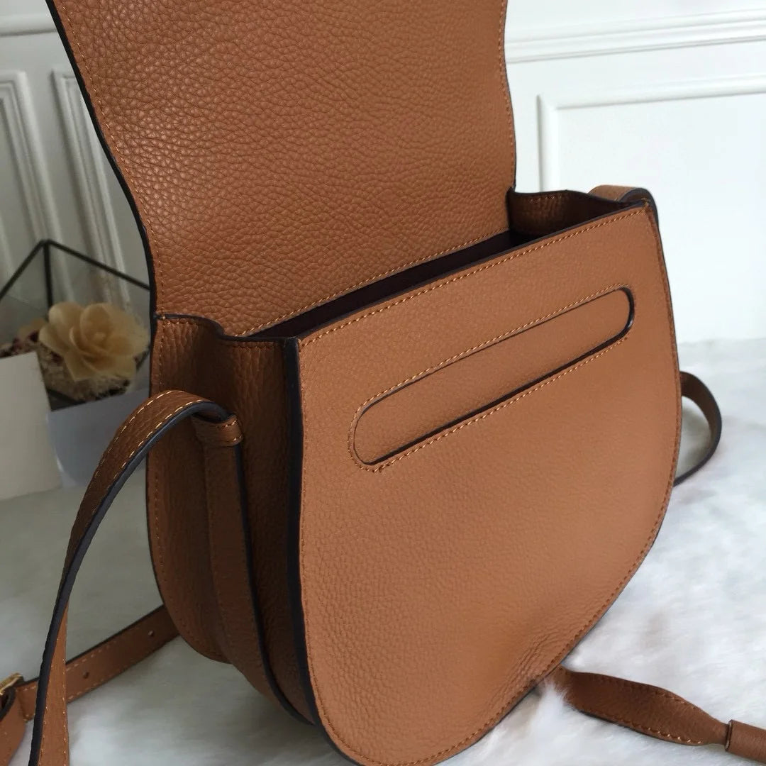 2024 New Retro Saddle Bag Single Shoulder Diagonal Straddle Bag Underarm Bag Versatile Simple Organ Bag Cowhide Women's Bag