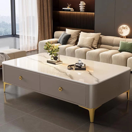 Light Luxury Slate Coffee Table With Storage Simplicity Marble Effect High-end Coffee Tables Luxury Modern Mesas Home Furniture