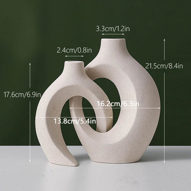 Heart Shape Ceramic Vase Nordic Home Decorative Flower Vase Ornament Living Room Art Arrangement Simple Flower Bottles