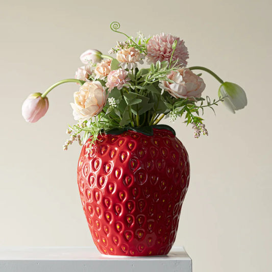 Strawberry Vase Ceramic Vase Cartoon Fruit Floral Arrangement Accessories Hydroponics Terrarium Home Decoration Accessories