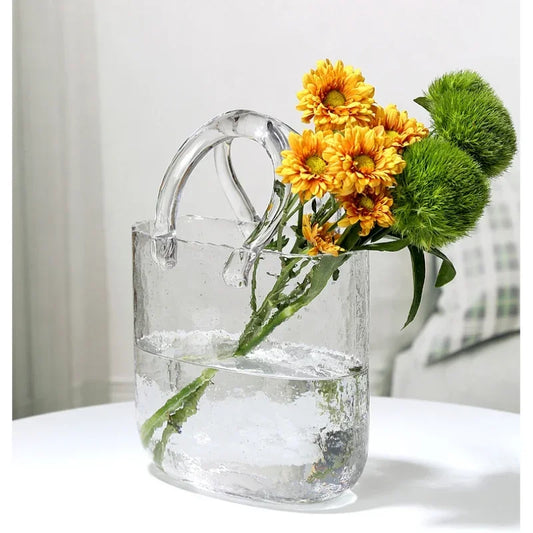 Designer Handbag Hydroponic Flower Basket Fish Farming Nordic Home Decor Nordic Ins Style Original Bag Glass Vase