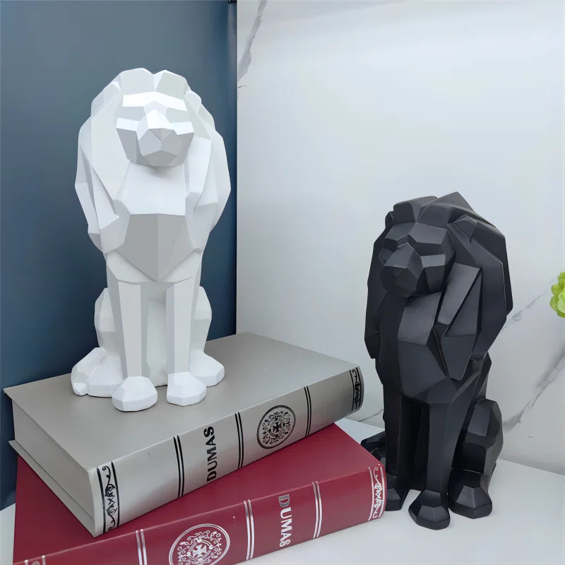 VIKAMA Fashion Creative Black White Modern Office Study Living Room Home Decoration Resin Lion Sitting Lion Sculpture Decoration