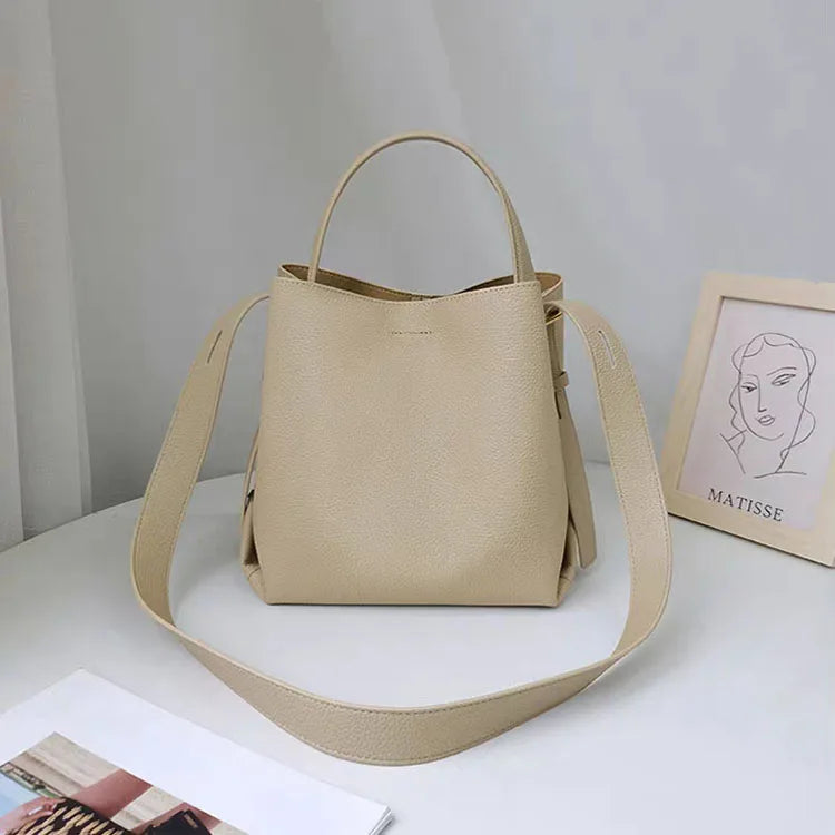 2024 Fashion Genuine Leather Bucket Bag, Cowhide Bag for Women, Handheld Shoulder Bag