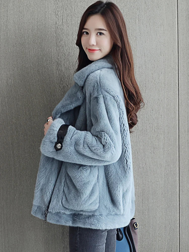 fur coat overall jacket Mink long fur 2023 women's clothing outerwear jacket coats winter new fashion motorcycle models