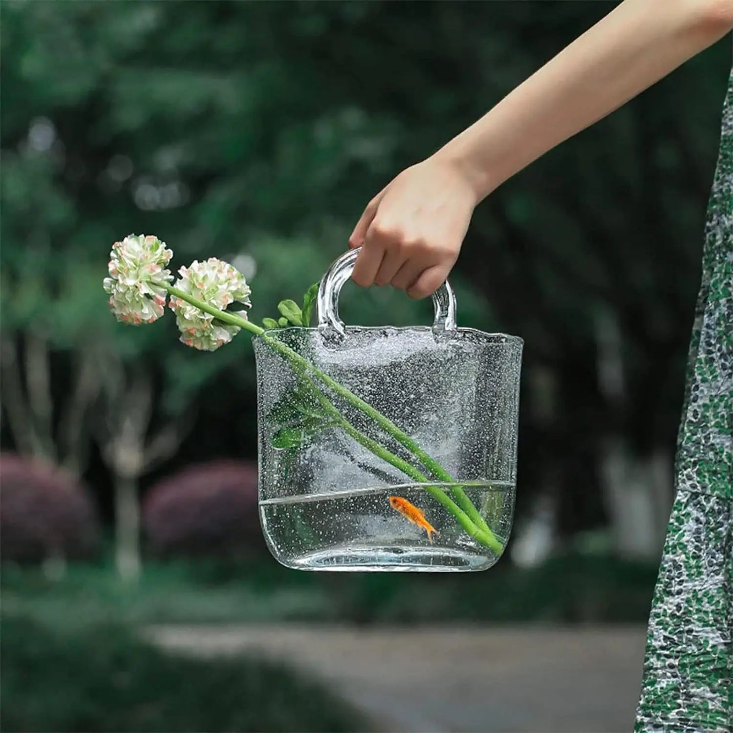 Clear Glass Bag vase Clear Cool & Cute vase for centerpieces Fish Bowl Handbag Unique Flower vase Decorative