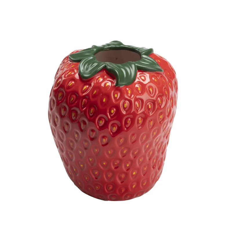 Strawberry Vase Ceramic Vase Cartoon Fruit Floral Arrangement Accessories Hydroponics Terrarium Home Decoration Accessories