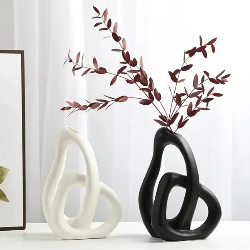 Heart Shape Ceramic Vase Nordic Home Decorative Flower Vase Ornament Living Room Art Arrangement Simple Flower Bottles