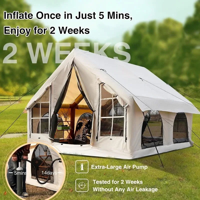 Inflatable Tent for Camping Large Blow Up Air Tents House, No Assembly Needed Luxury Waterproof Oxford