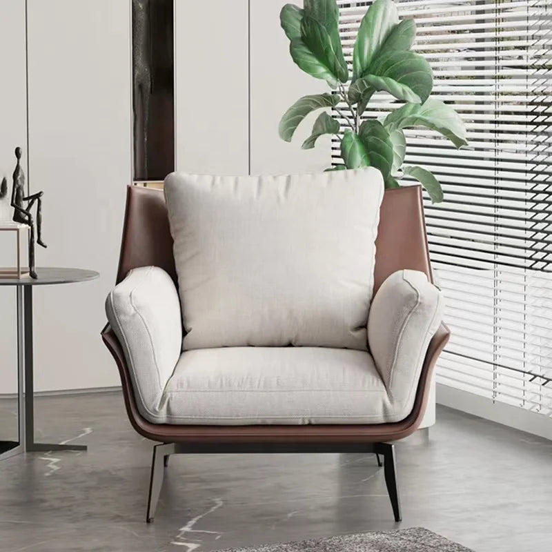 Modern Leisure Chair Single Sofa Chairs Living Room Metal Frame Corduroy Fabric Accent Lounge Chair